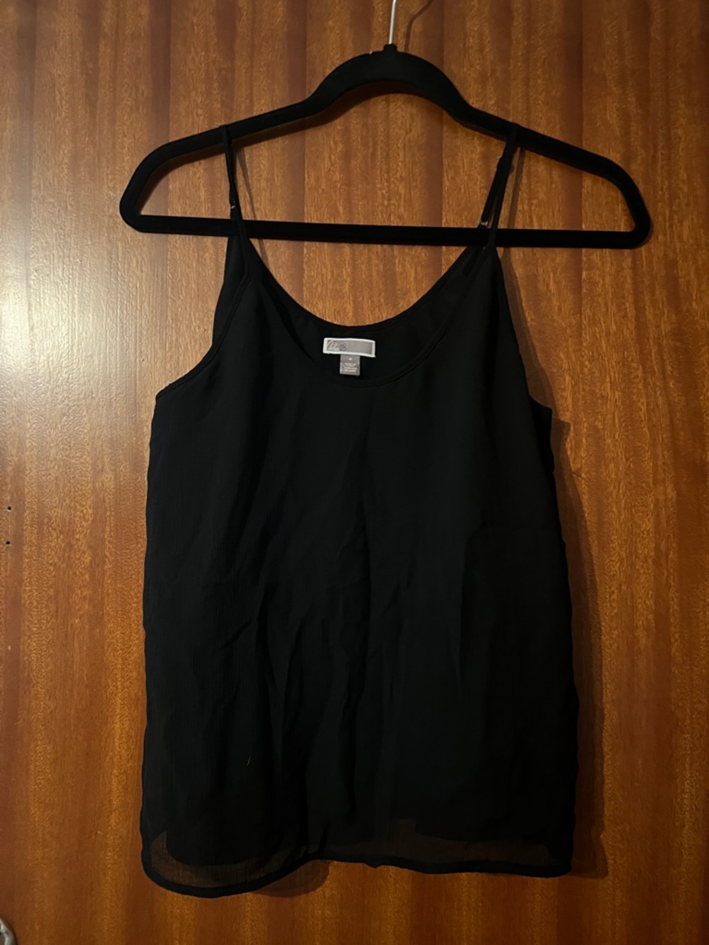 Chelsea28 Black Chiffon Spaghetti Strap Camisole